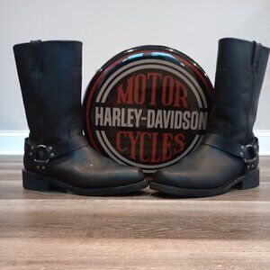 Harley Davidson Hustin Motorcycle Boots - Black Leather Mens 12W (US)